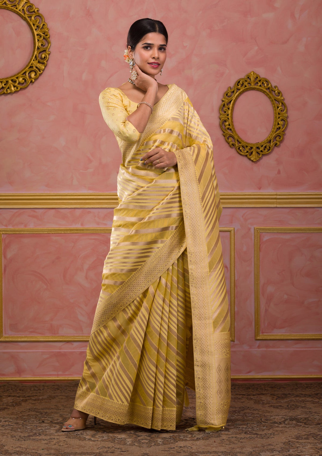 Yellow Zariwork Banarasi Silk Saree-Koskii