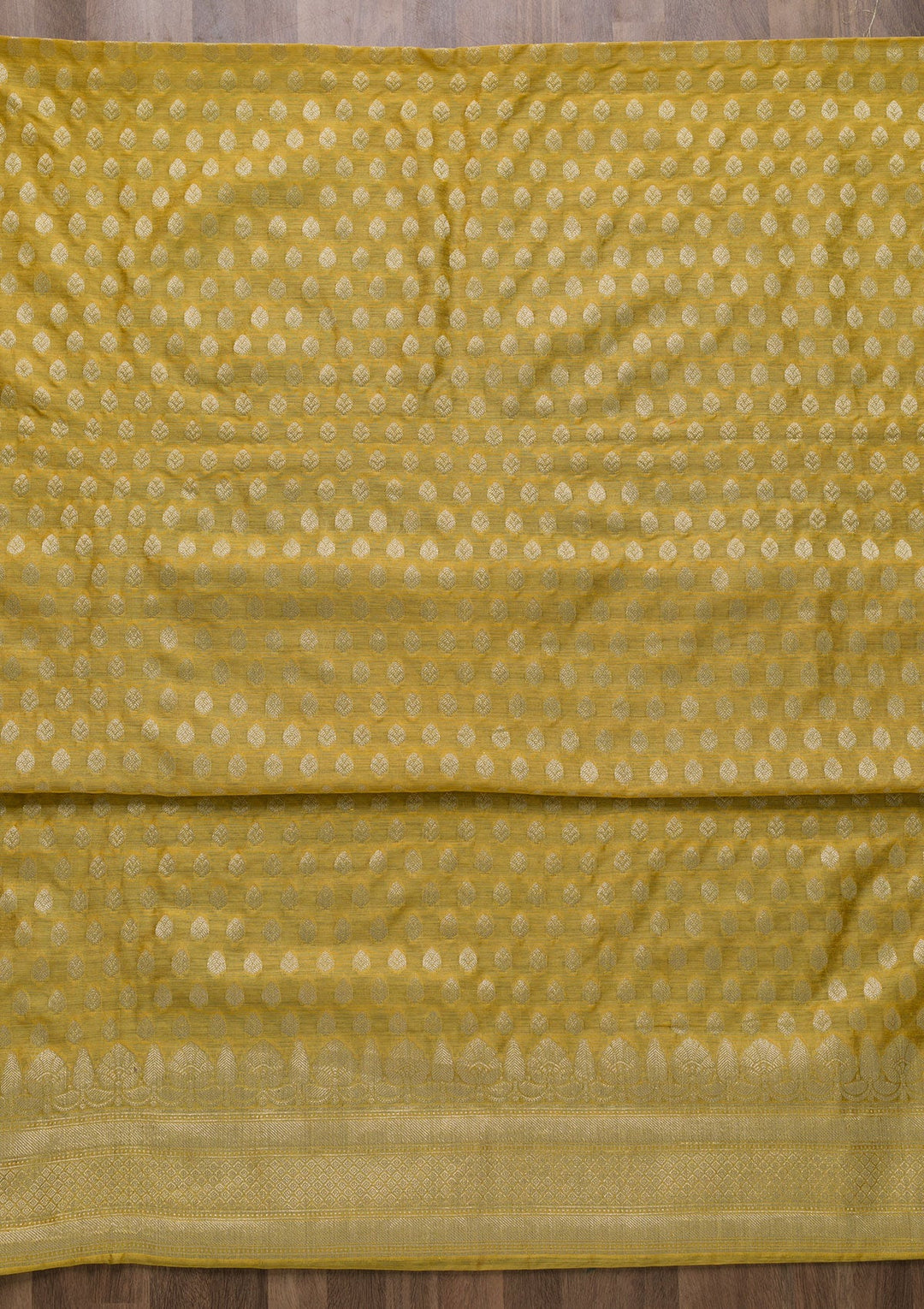 Yellow Zariwork Banarasi Unstitched Salwar Suit-Koskii