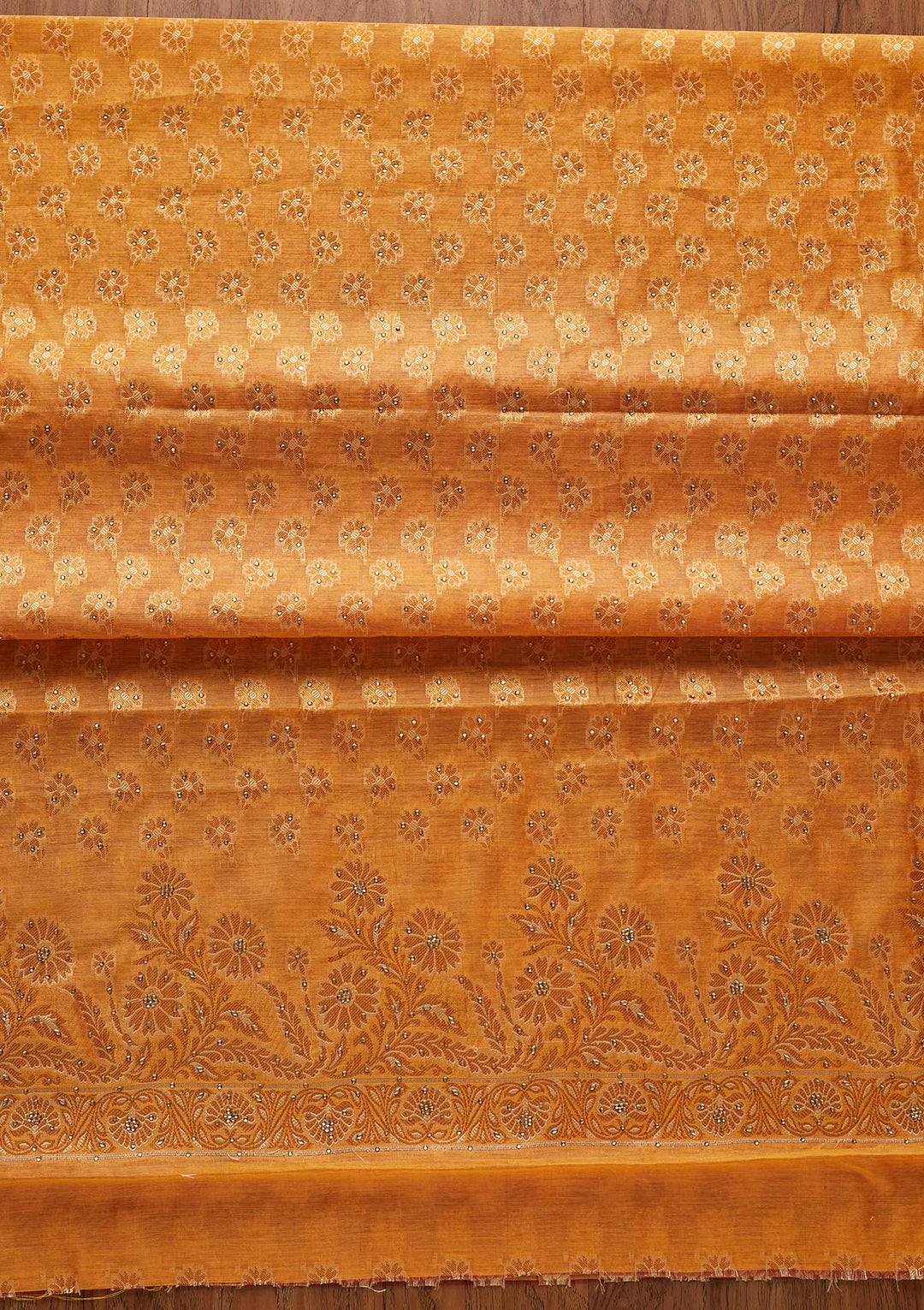 Yellow Zariwork Banarasi Designer Unstitched Salwar Suit - koskii