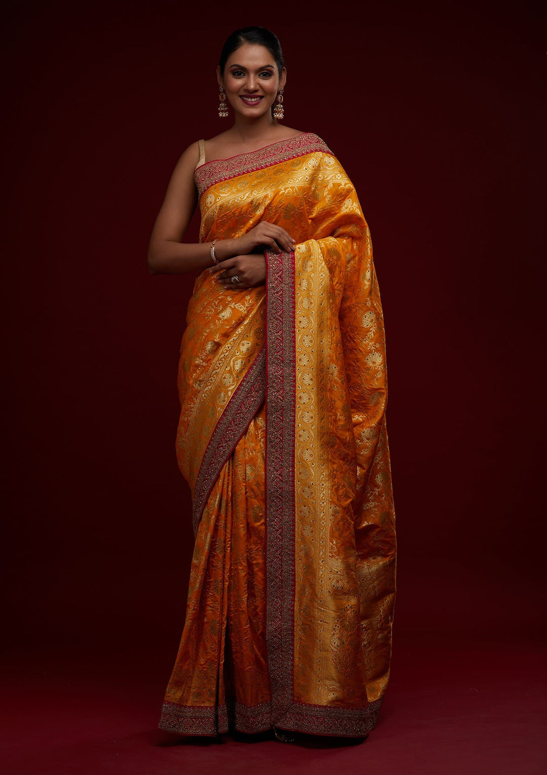 Yellow Zariwork Banarasi Designer Saree - Koskii