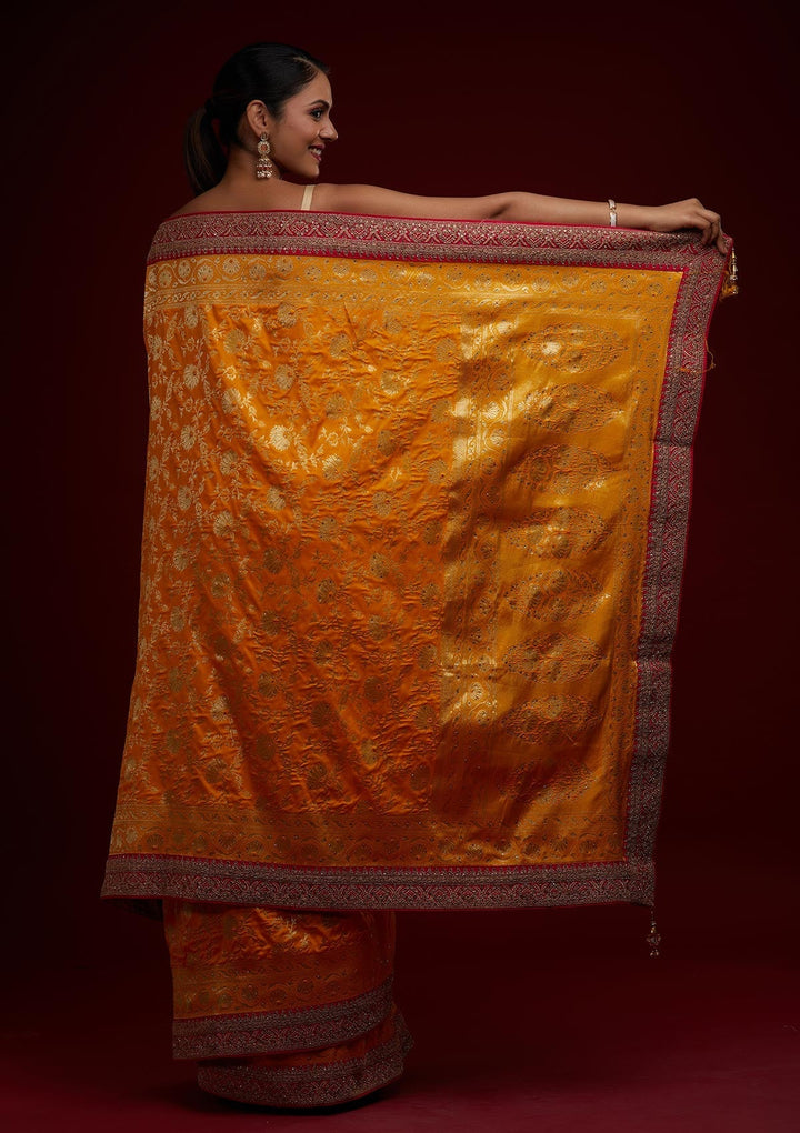 Yellow Zariwork Banarasi Designer Saree - Koskii