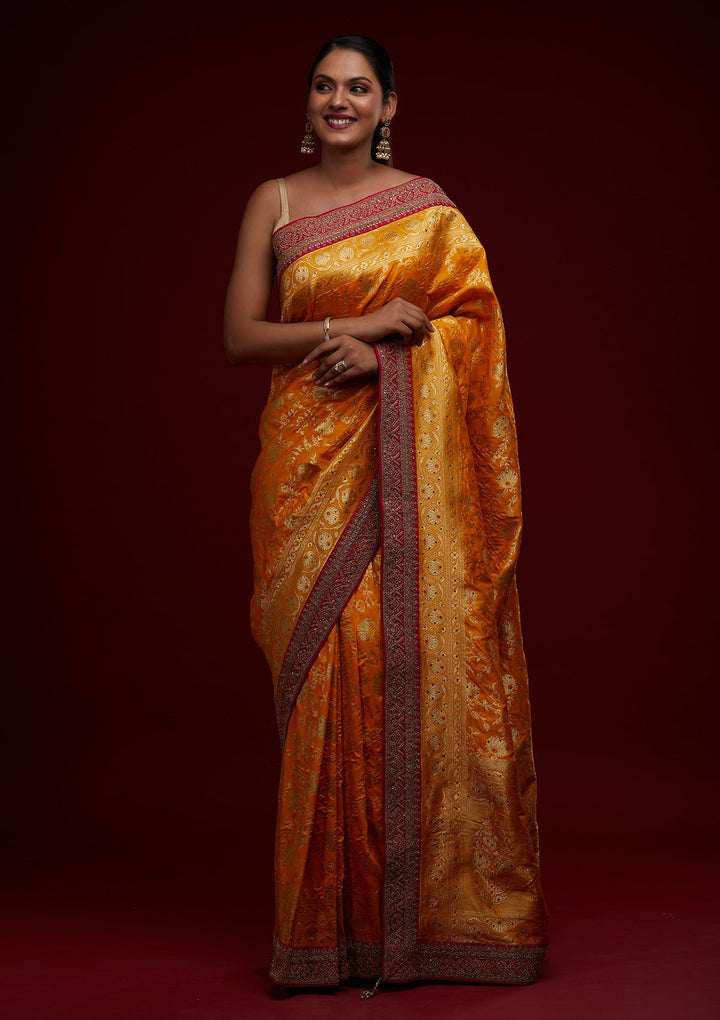 Yellow Zariwork Banarasi Designer Saree - Koskii