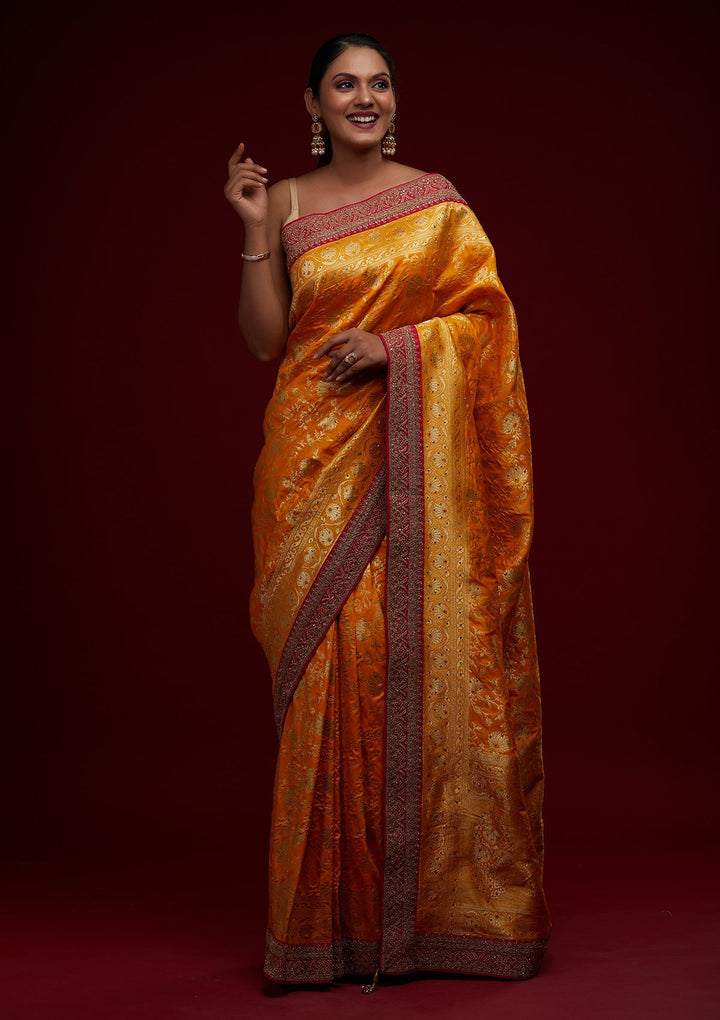 Yellow Zariwork Banarasi Designer Saree - Koskii