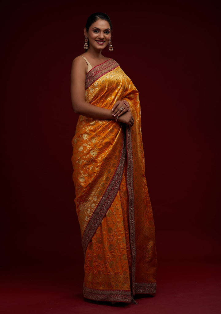 Yellow Zariwork Banarasi Designer Saree - Koskii