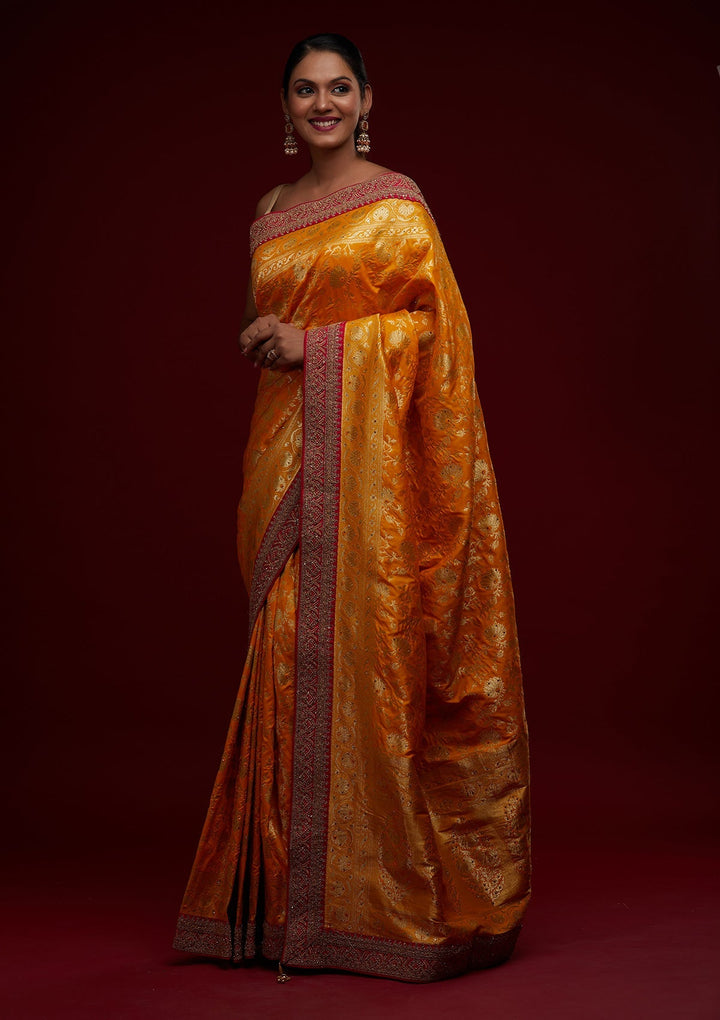 Yellow Zariwork Banarasi Designer Saree - Koskii