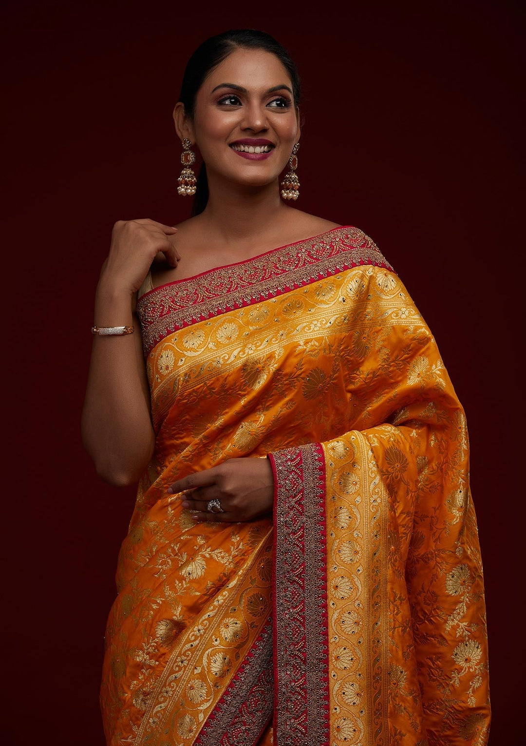 Yellow Zariwork Banarasi Designer Saree - Koskii