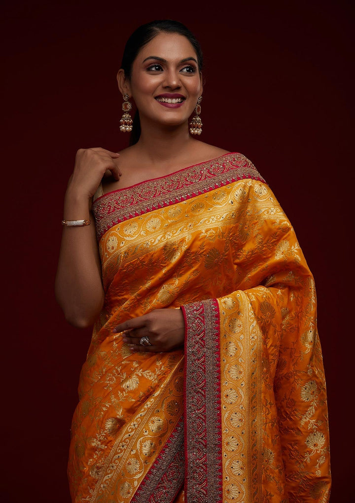 Yellow Zariwork Banarasi Designer Saree - Koskii