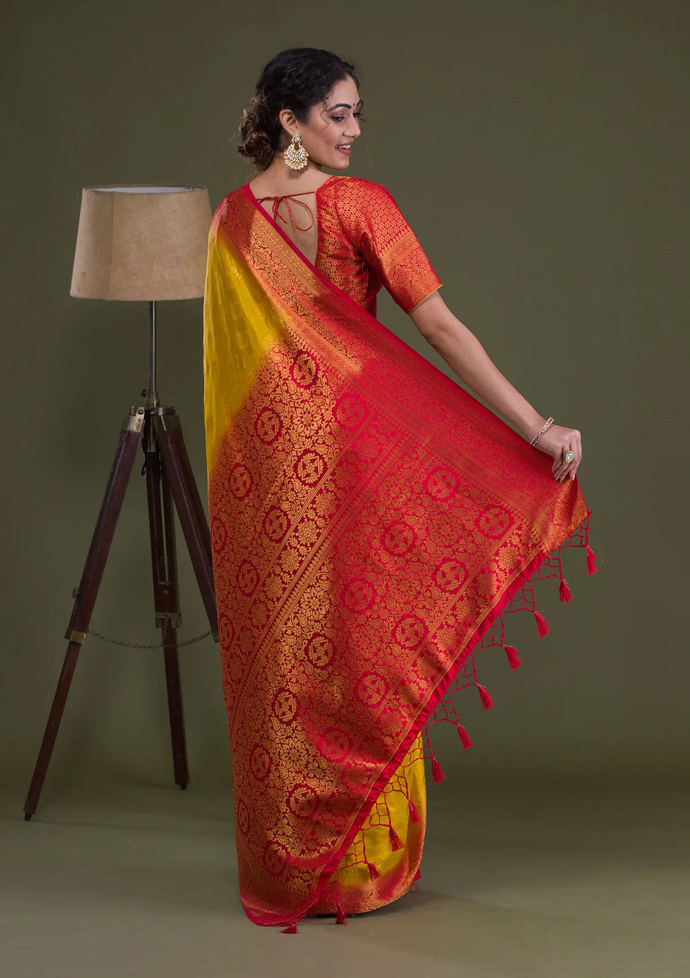 Yellow Zariwork Banarasi Saree-Koskii