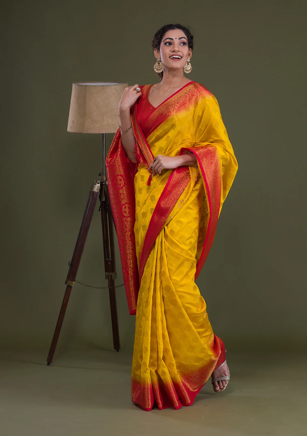 Yellow Zariwork Banarasi Saree-Koskii