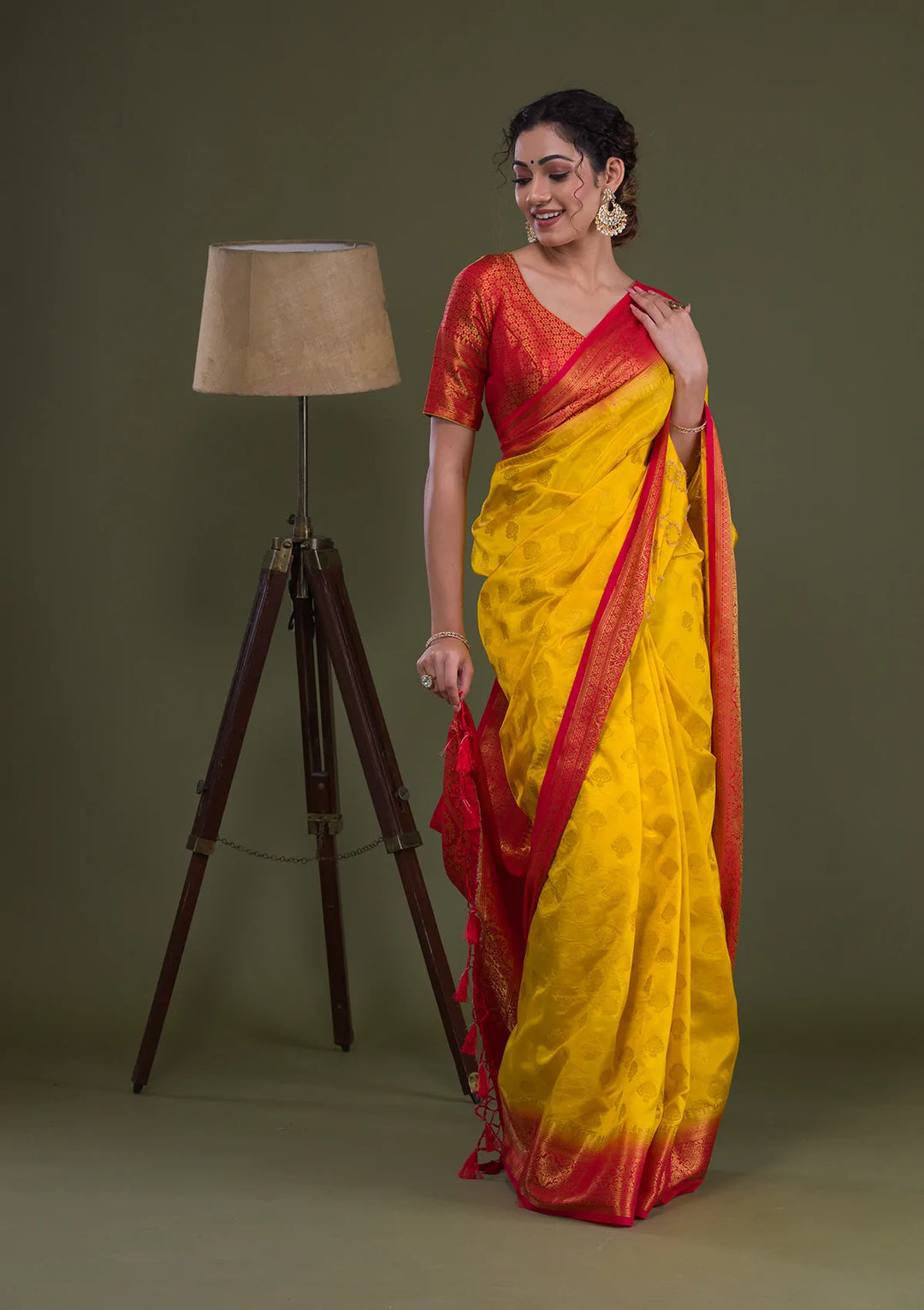 Yellow Zariwork Banarasi Saree-Koskii