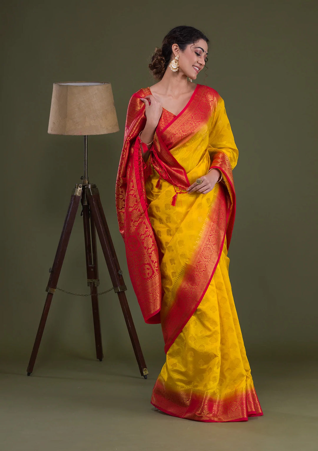 Yellow Zariwork Banarasi Saree-Koskii