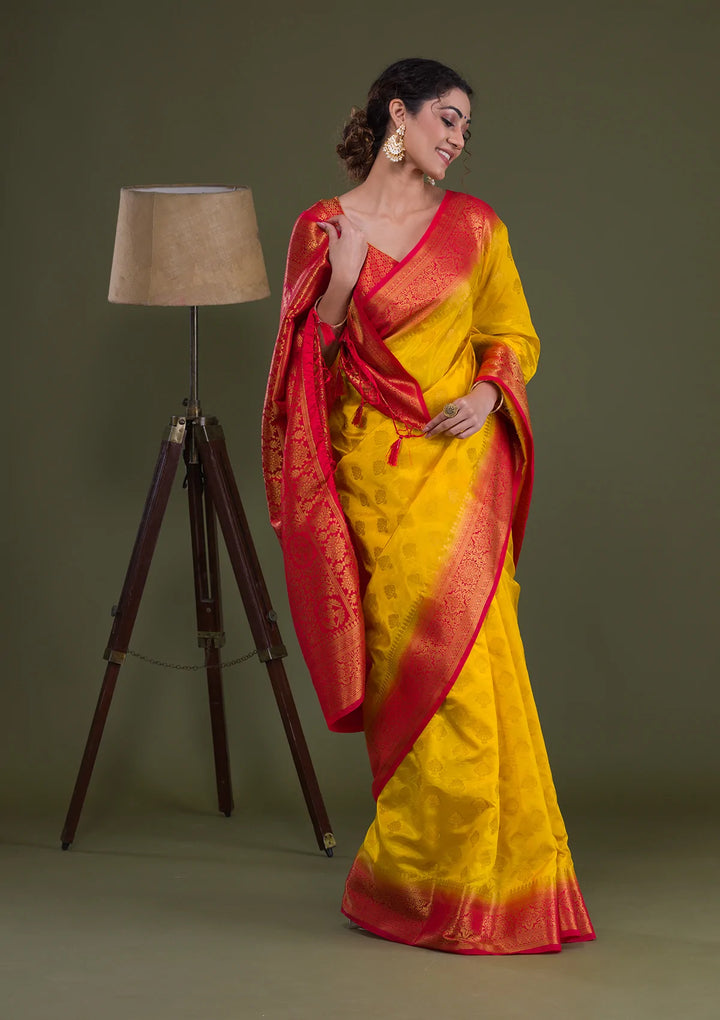 Yellow Zariwork Banarasi Saree-Koskii