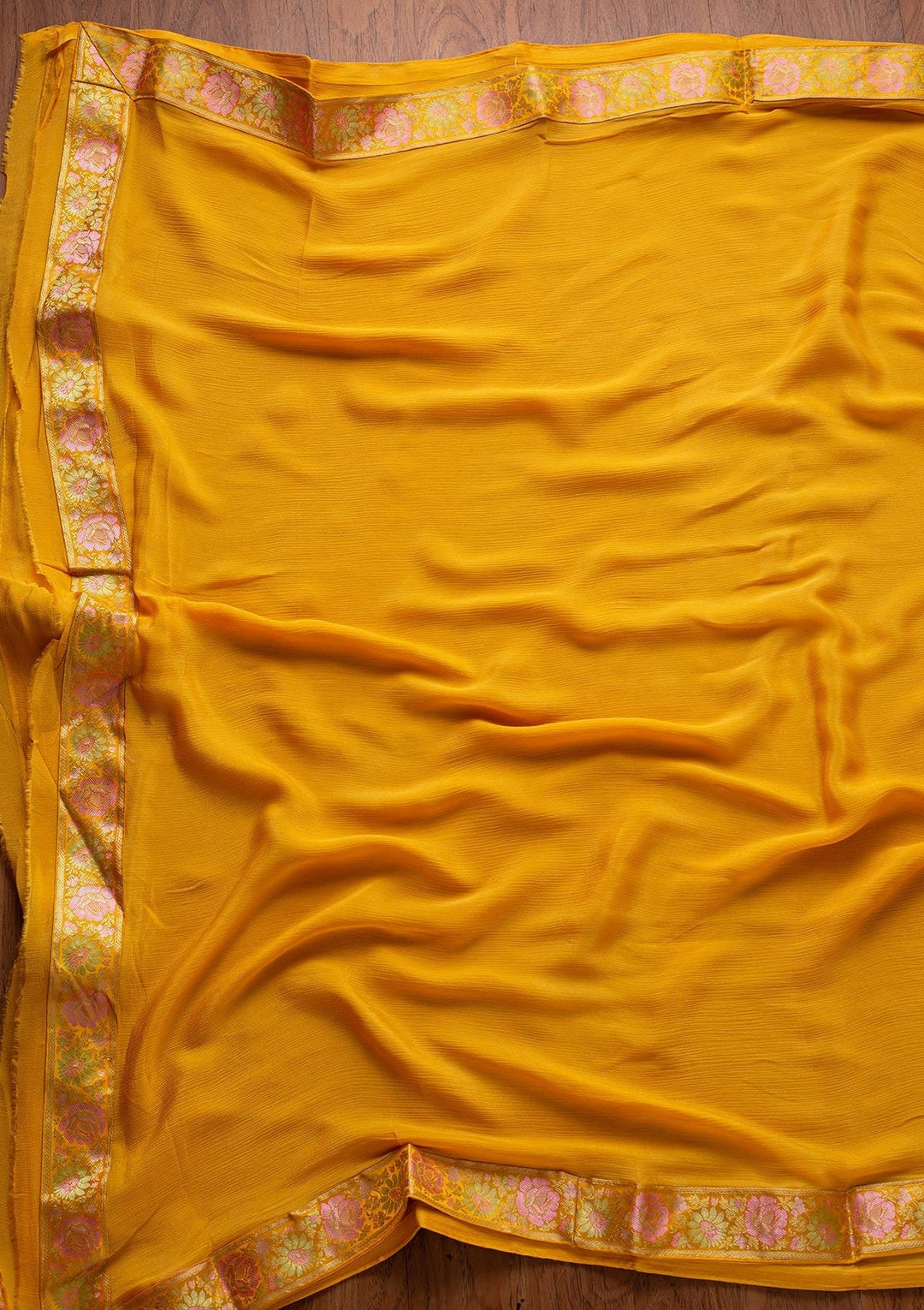 Yellow Zariwork Brocade Designer Unstitched Salwar Suit - koskii