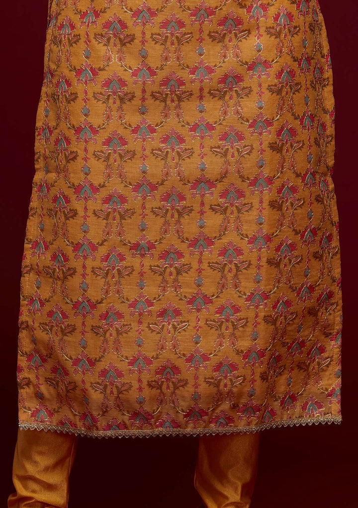 Yellow Zariwork Chanderi Designer Salwar Suit - Koskii