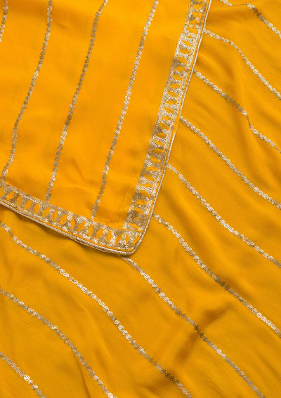 Yellow Zariwork Chiffon Dupatta-Koskii