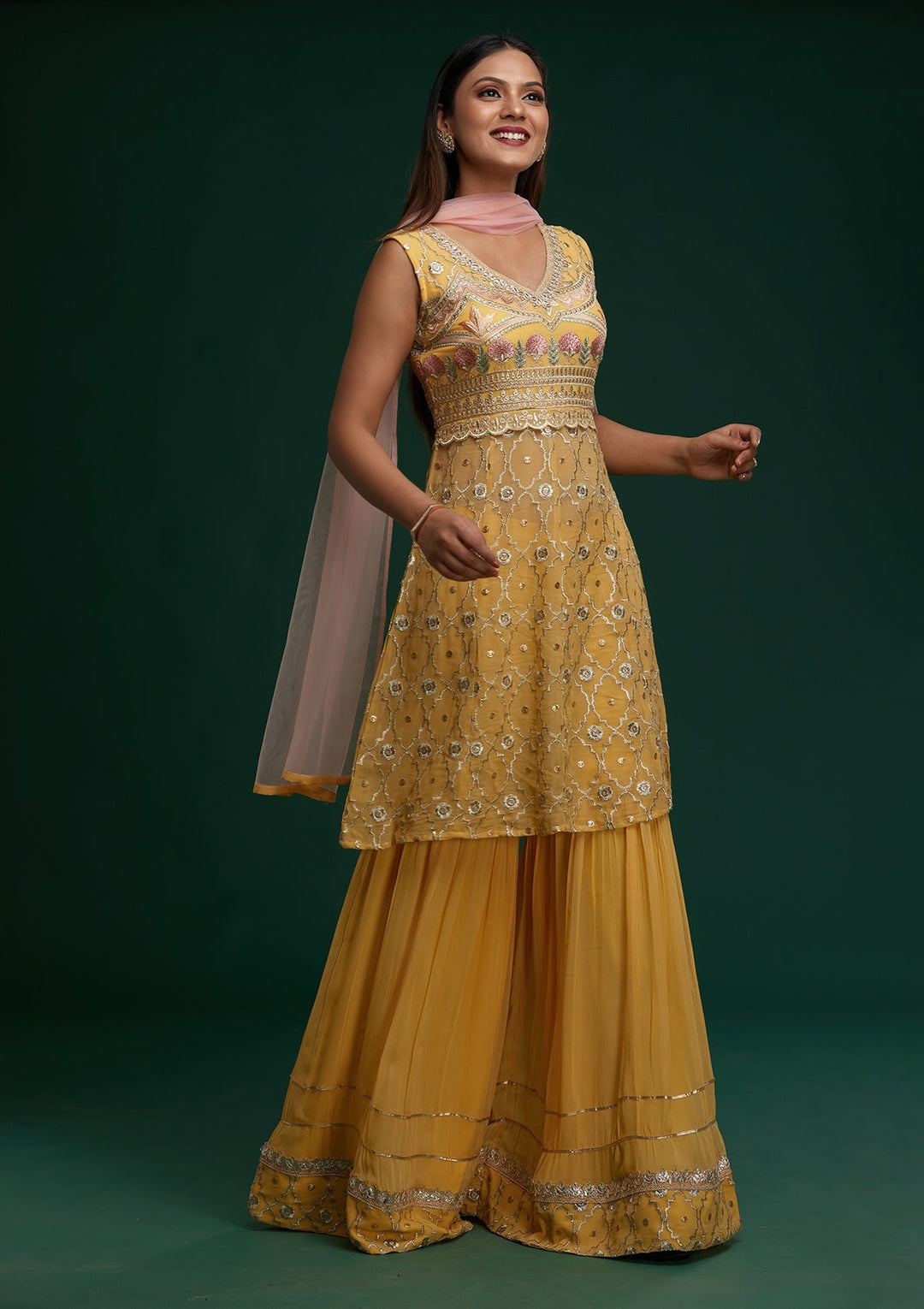 kosariii✴︎ Buy Mustard Zariwork Banarasi Silk Saree - Koskii