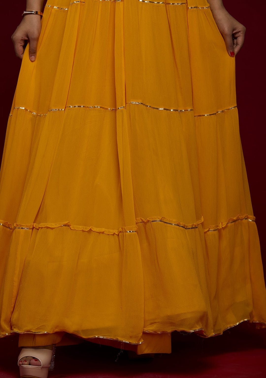 Yellow Zariwork Georgette Designer Salwar Suit - Koskii