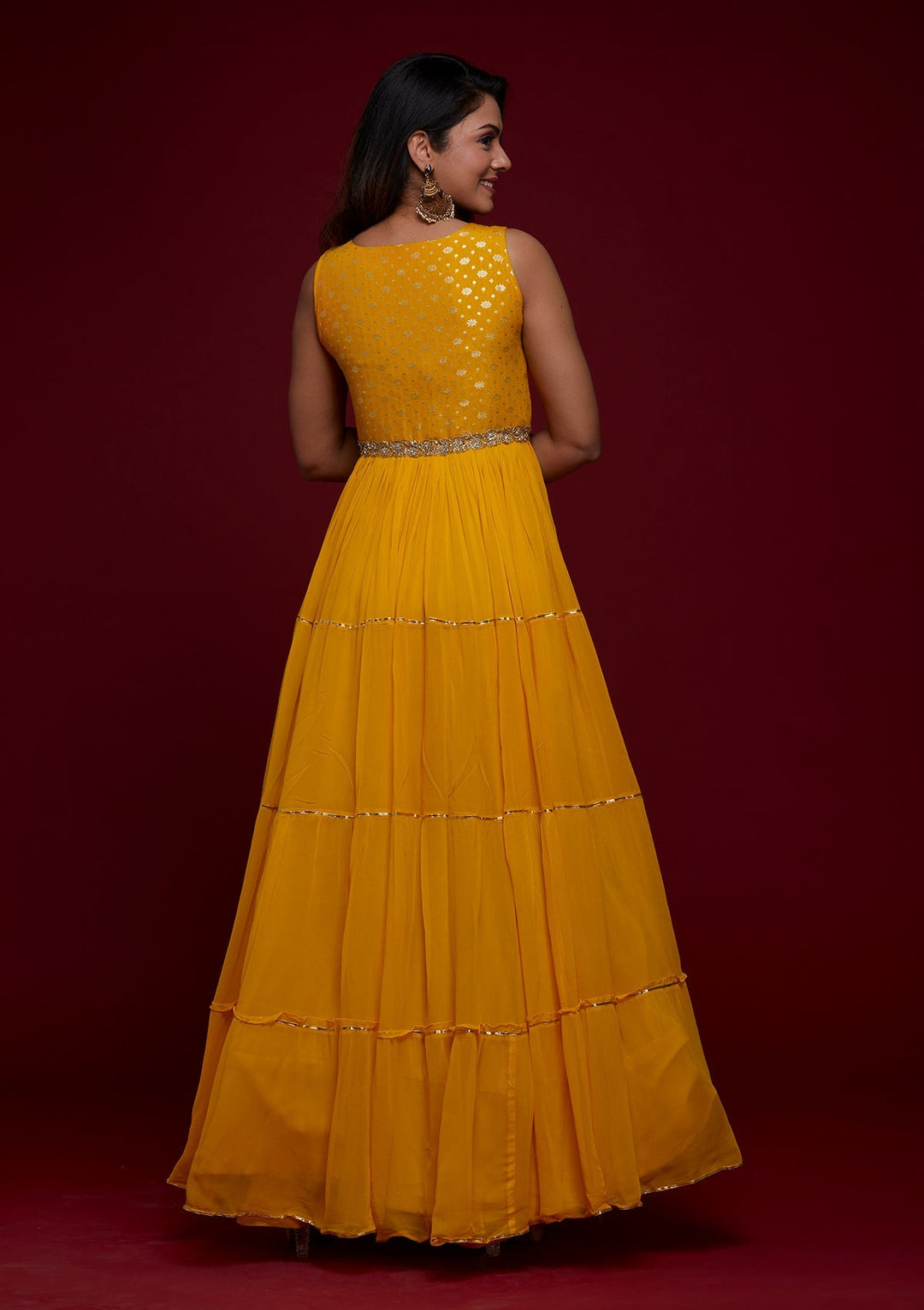 Yellow Zariwork Georgette Designer Salwar Suit - Koskii