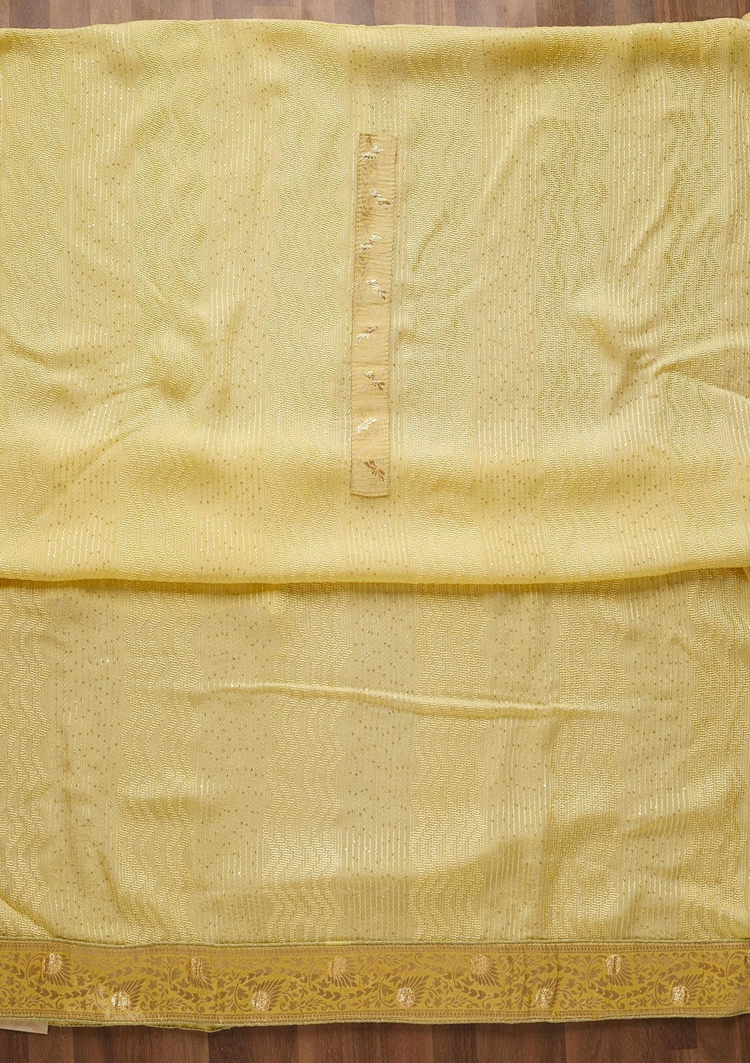 Yellow Zariwork Georgette Unstitched Salwar Suit-Koskii