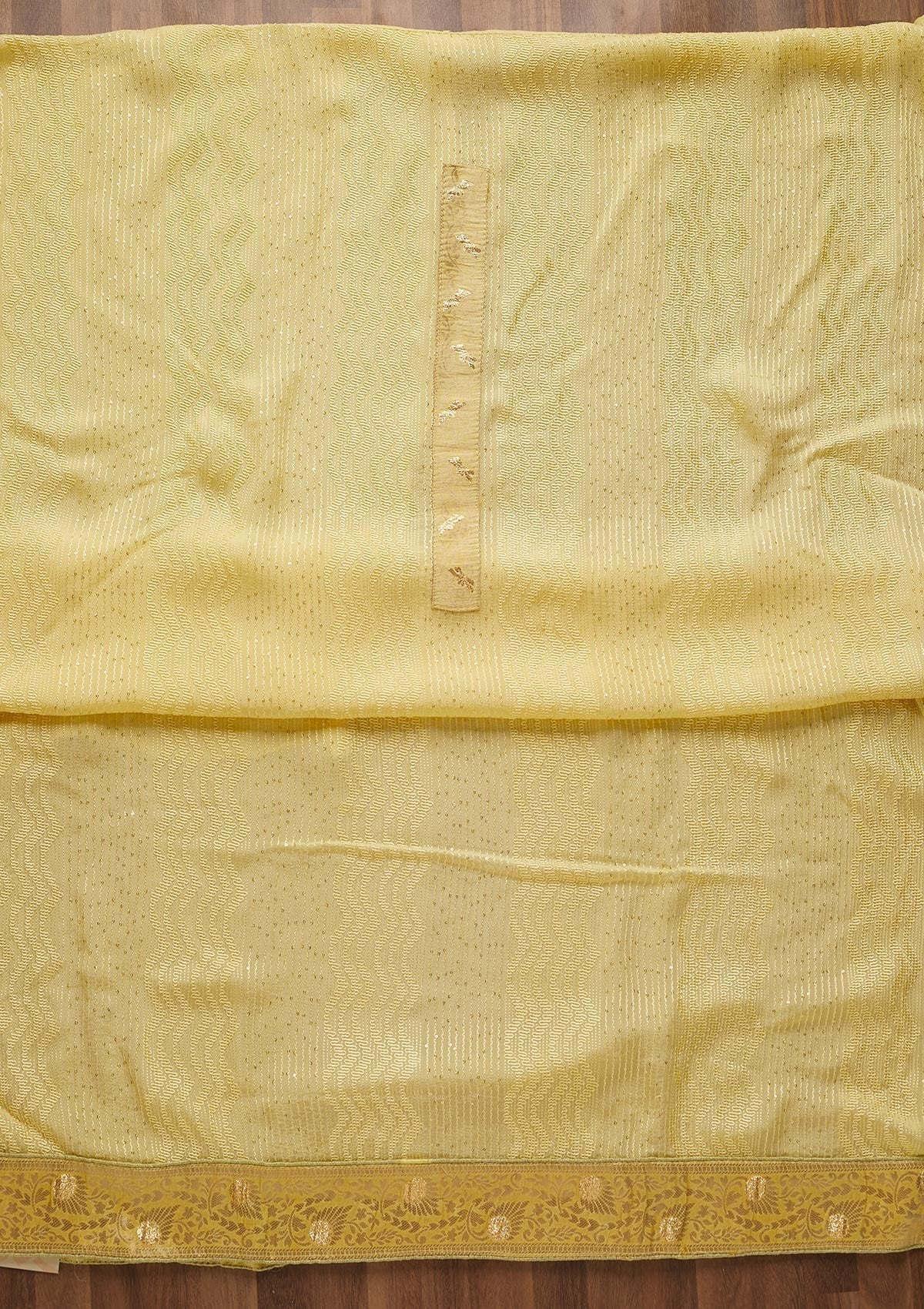 Yellow Zariwork Georgette Unstitched Salwar Suit-Koskii
