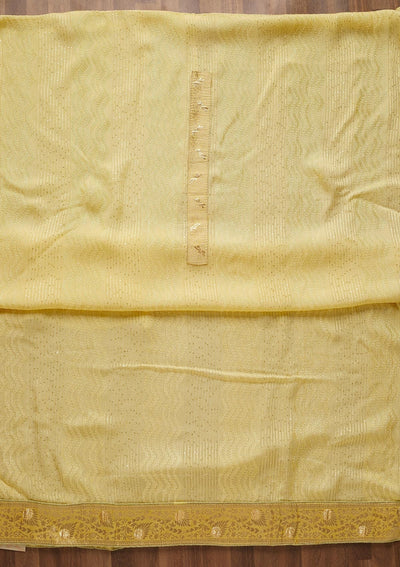 Yellow Zariwork Georgette Unstitched Salwar Suit-Koskii