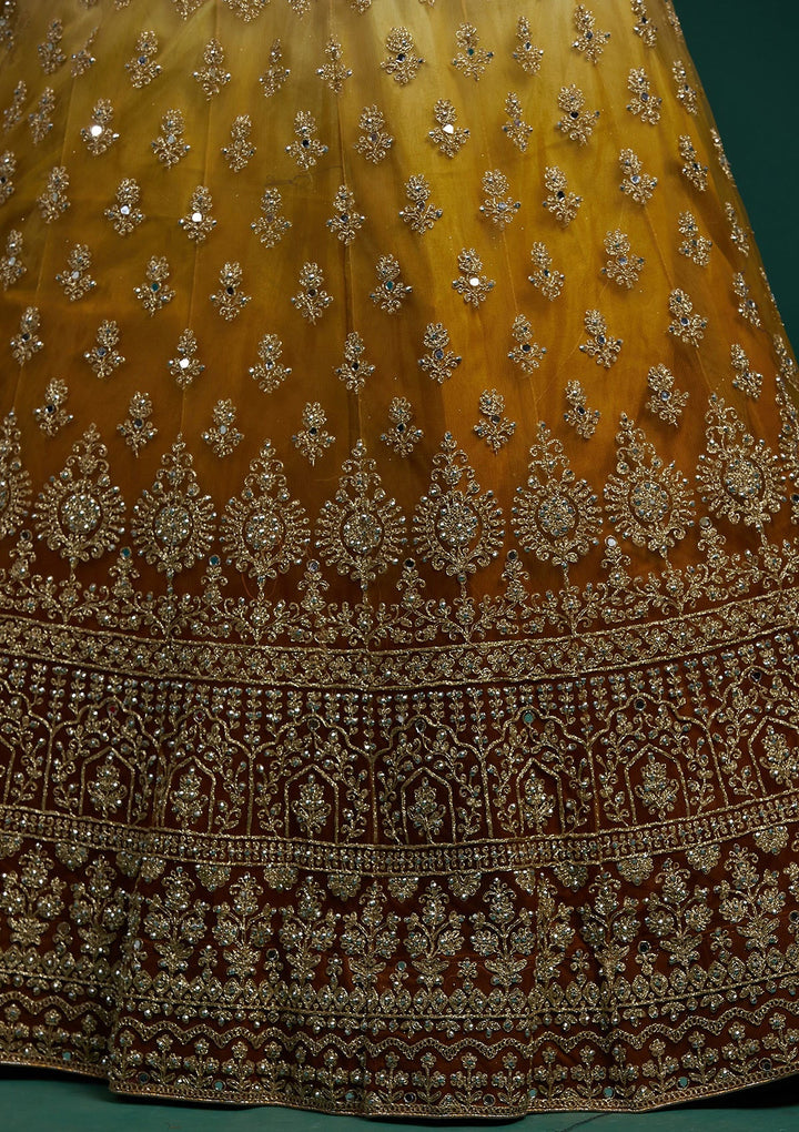 Yellow Zariwork Net Designer Lehenga-Koskii