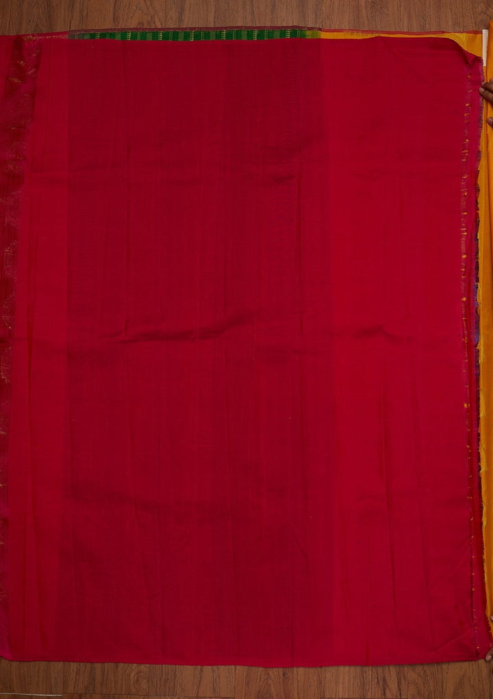Yellow Zariwork Pure Silk Designer Saree - koskii