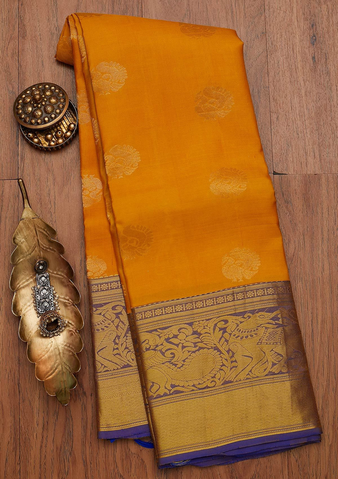 Yellow Zariwork Pure Silk Designer Saree - koskii