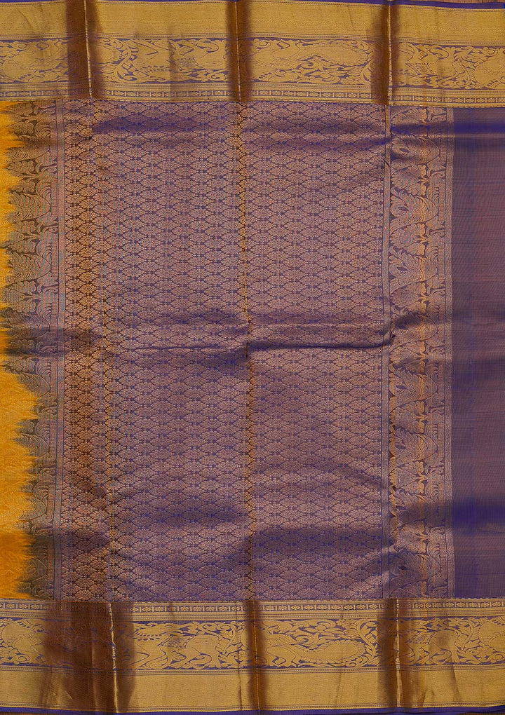 Yellow Zariwork Pure Silk Designer Saree - koskii