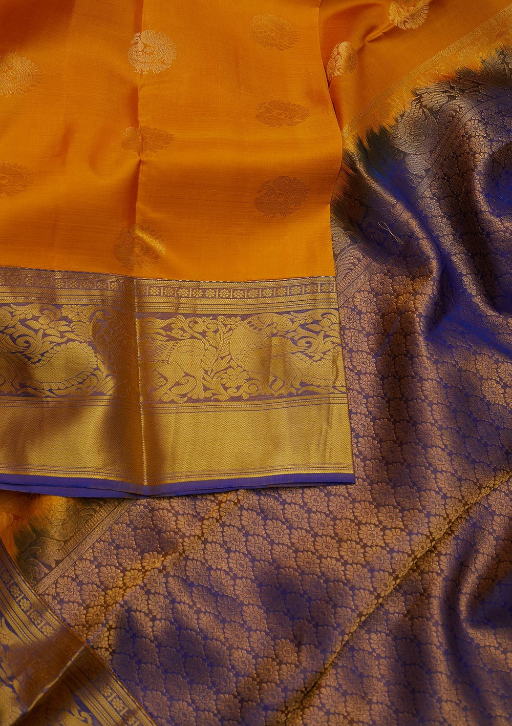 Yellow Zariwork Pure Silk Designer Saree - koskii