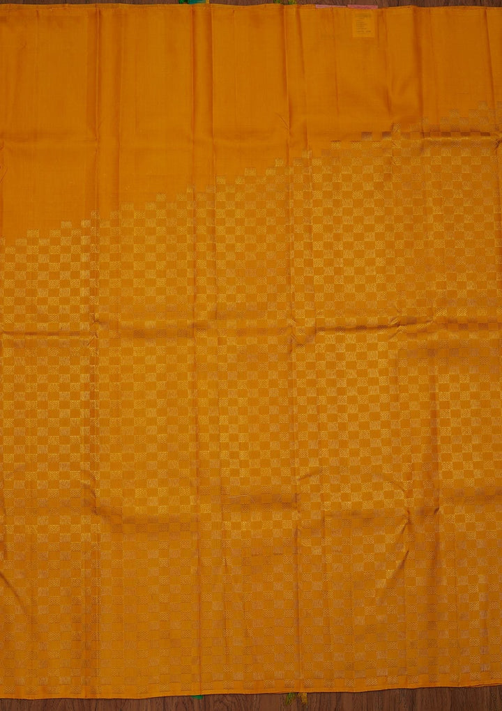 Yellow Zariwork Pure Silk Designer Saree - koskii