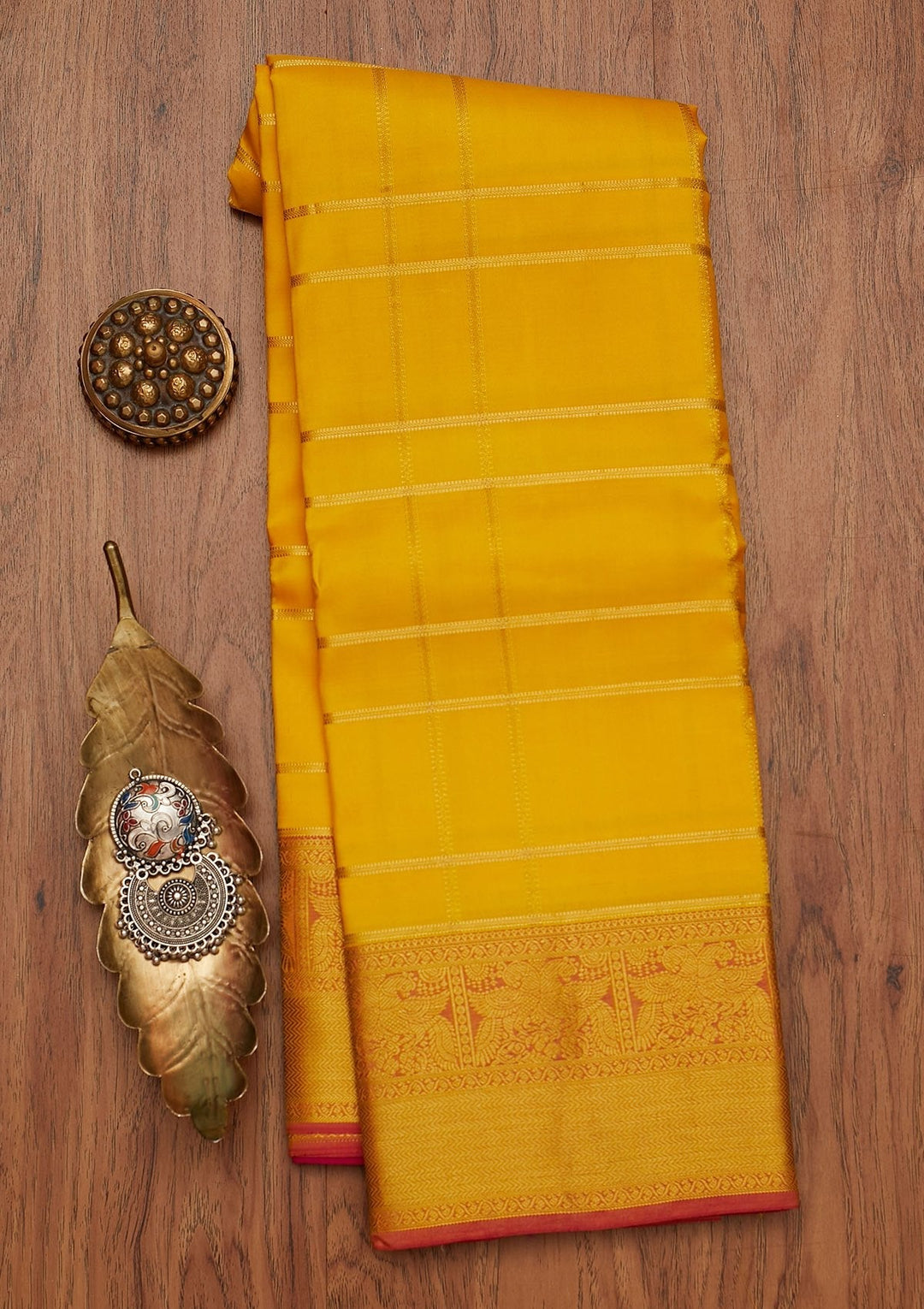 Yellow Zariwork Pure Silk Designer Saree - koskii