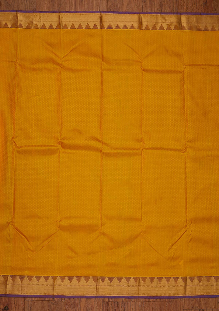 Yellow Zariwork Pure Silk Designer Saree - koskii