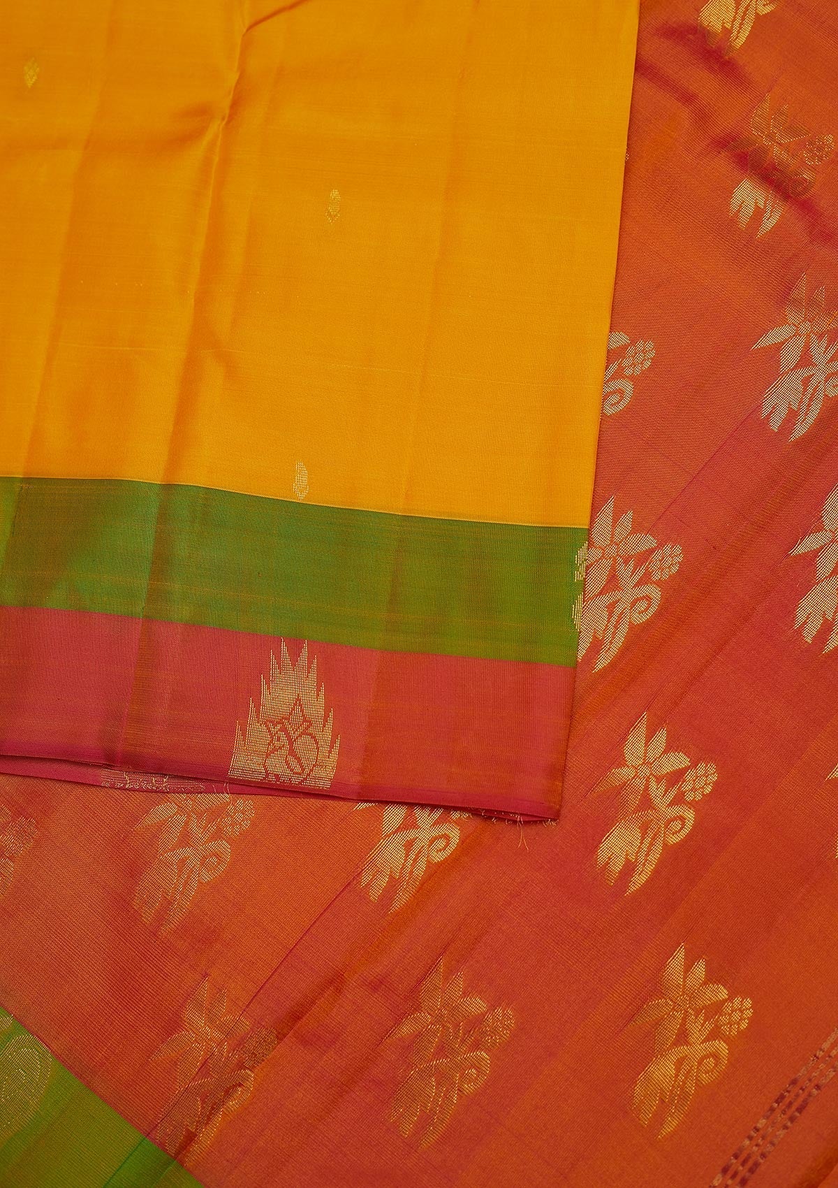 Yellow Zariwork Pure Silk Designer Unstitched Saree - Koskii