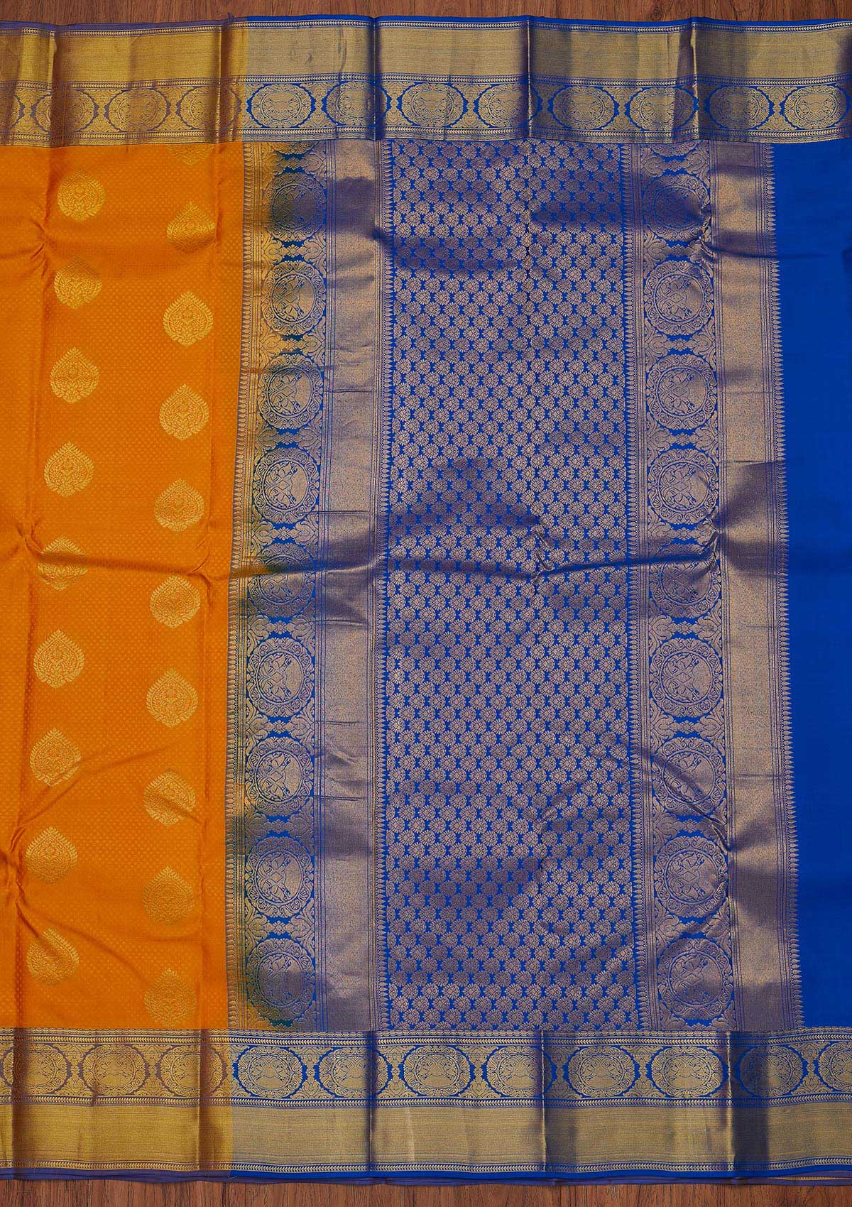 Yellow Zariwork Pure Silk Designer Unstitched Saree - Koskii
