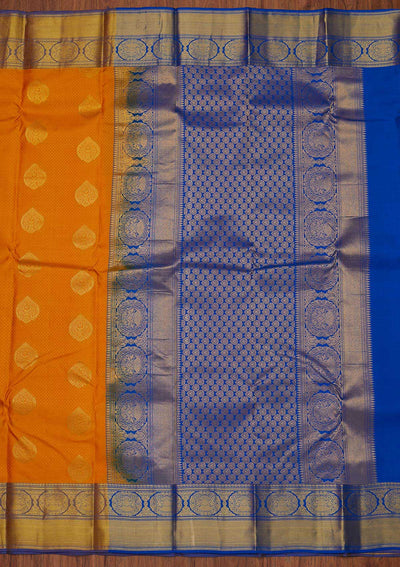 Yellow Zariwork Pure Silk Designer Unstitched Saree - Koskii