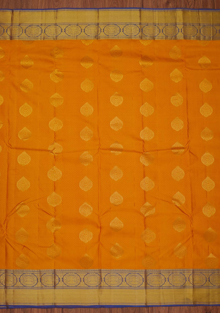 Yellow Zariwork Pure Silk Designer Unstitched Saree - Koskii