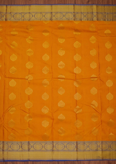 Yellow Zariwork Pure Silk Designer Unstitched Saree - Koskii