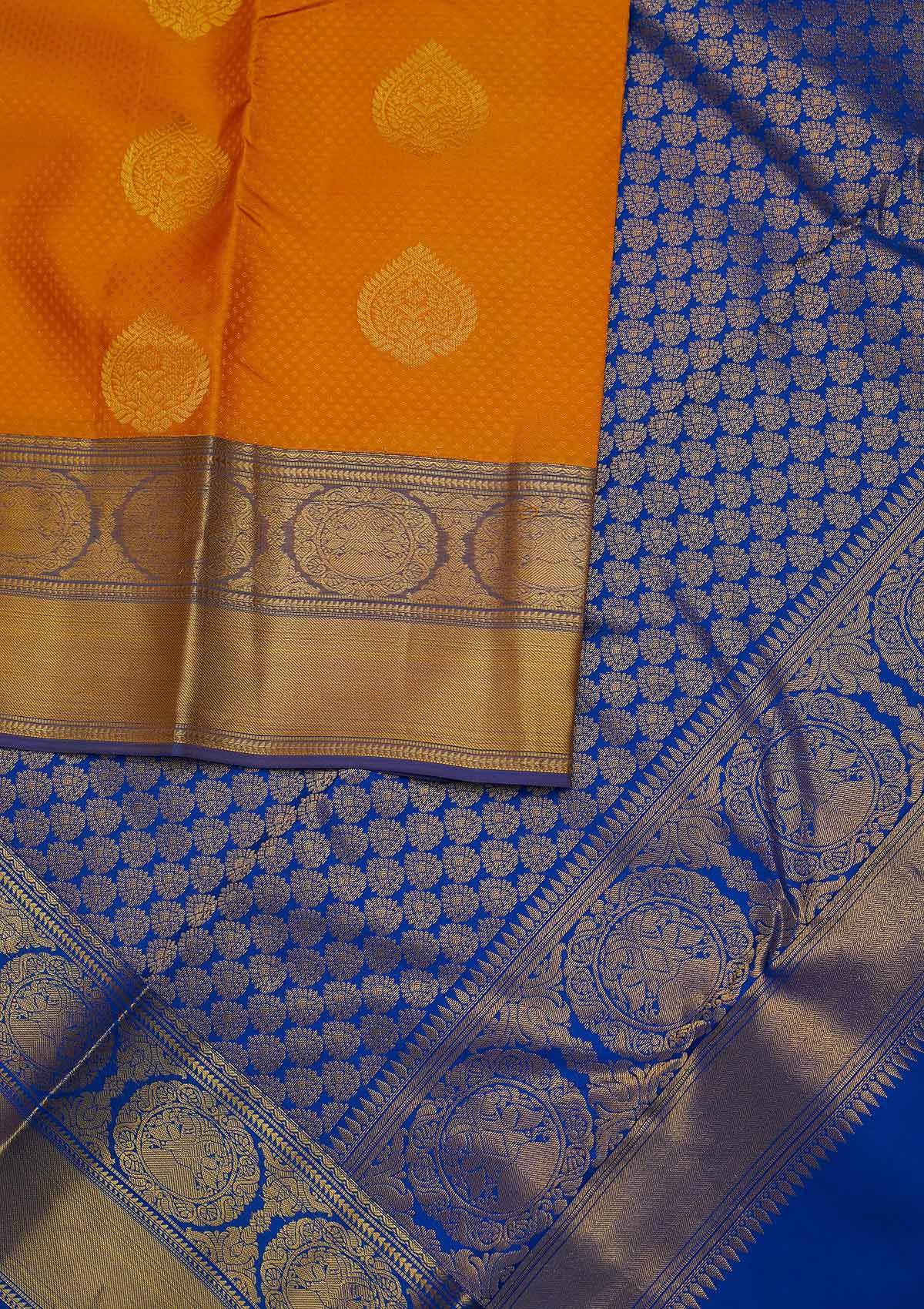 Yellow Zariwork Pure Silk Designer Unstitched Saree - Koskii