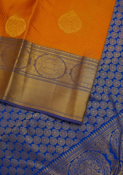 Yellow Zariwork Pure Silk Designer Unstitched Saree - Koskii
