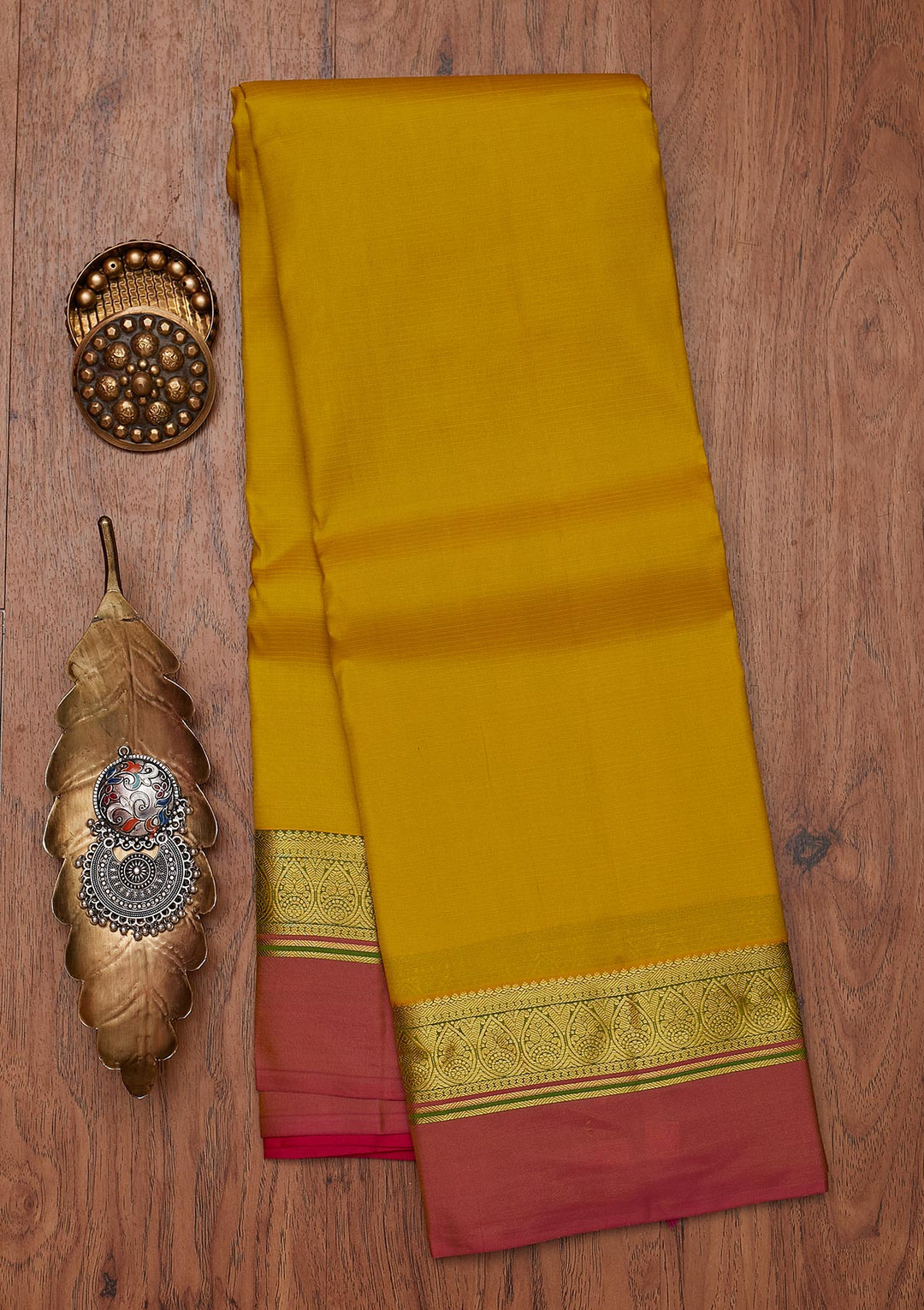 Yellow Zariwork Pure Silk Designer Unstitched Saree - Koskii