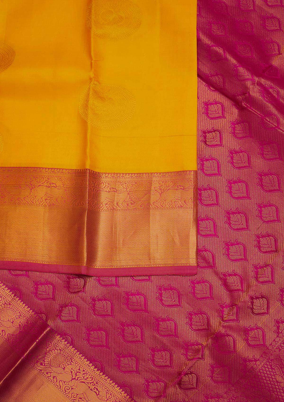 Yellow Zariwork Pure Silk Designer Saree - Koskii