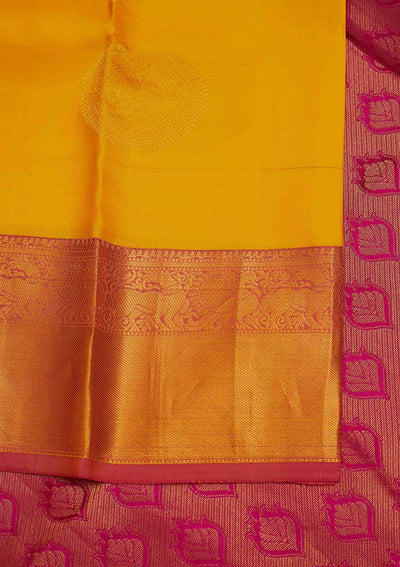 Yellow Zariwork Pure Silk Designer Saree - Koskii