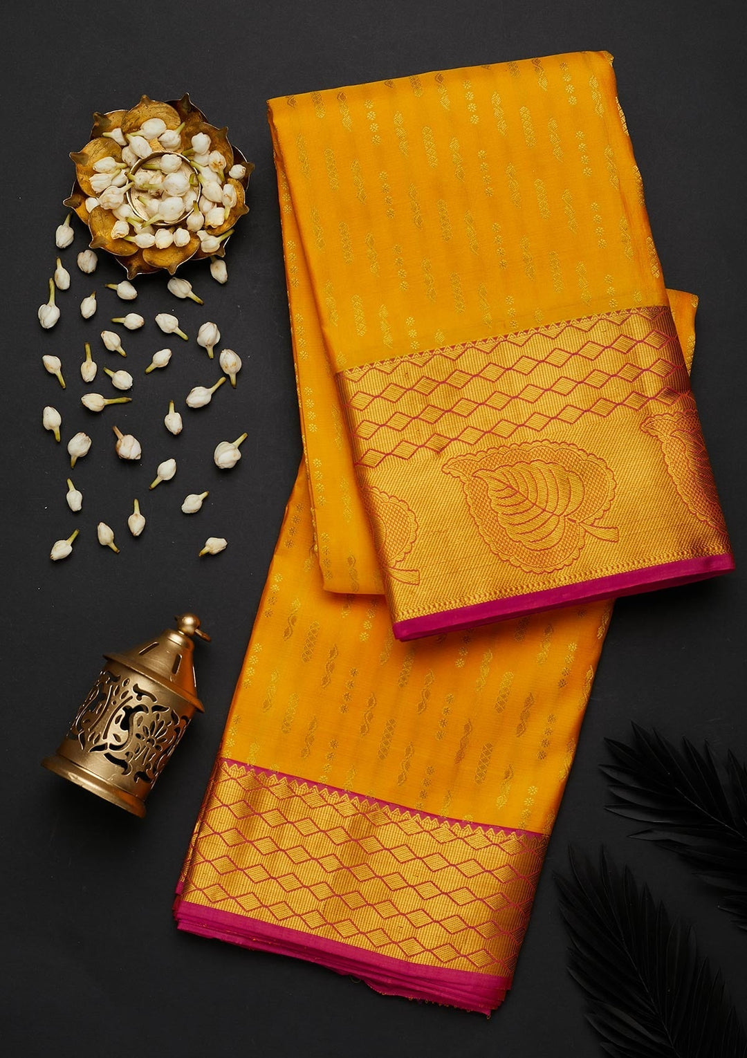 Yellow Zariwork Pure Silk Designer Saree - Koskii