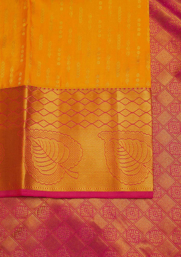 Yellow Zariwork Pure Silk Designer Saree - Koskii