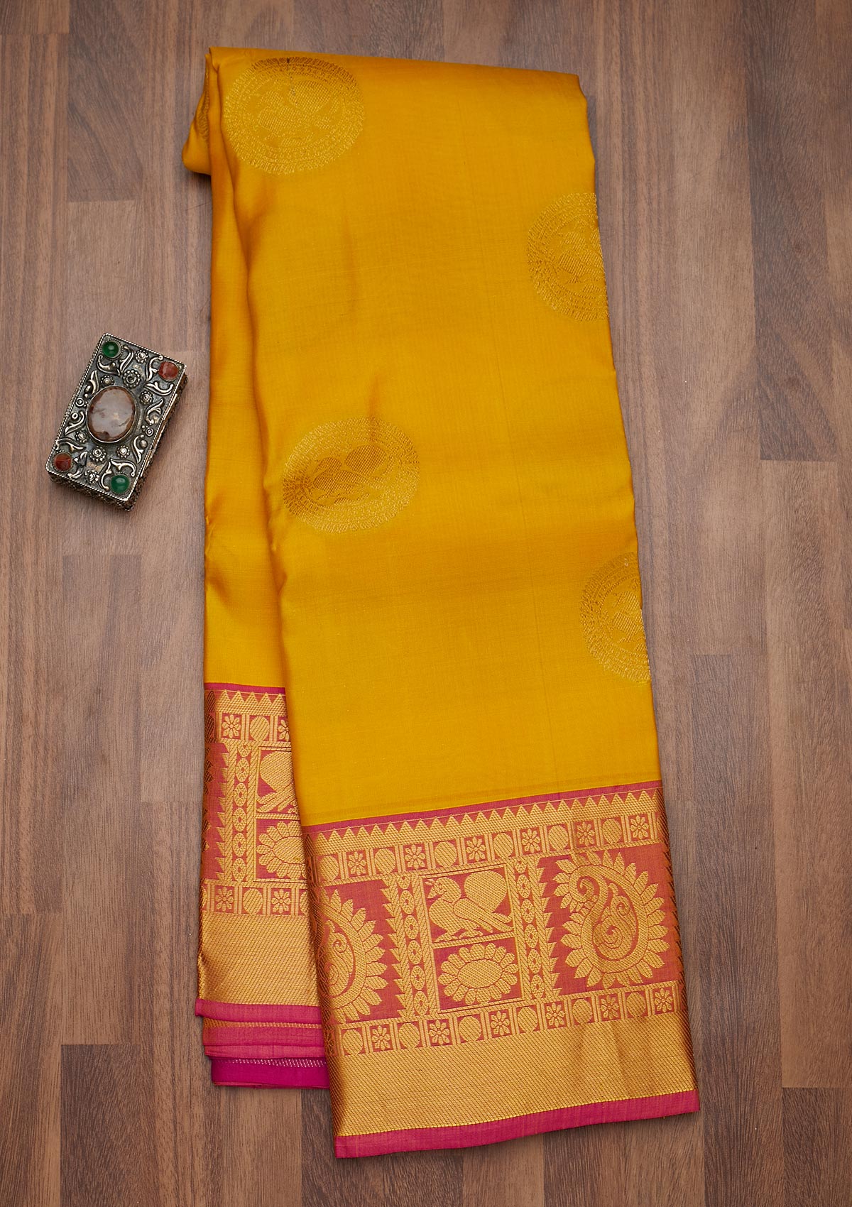 Yellow Zariwork Pure Silk Saree-Koskii