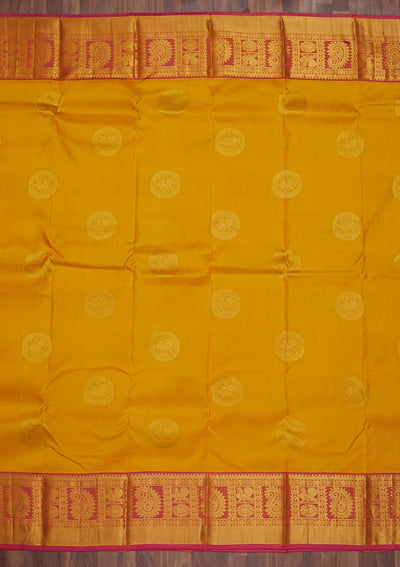 Yellow Zariwork Pure Silk Saree-Koskii