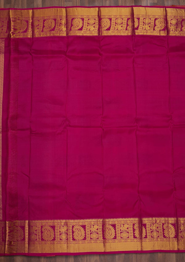 Yellow Zariwork Pure Silk Saree-Koskii