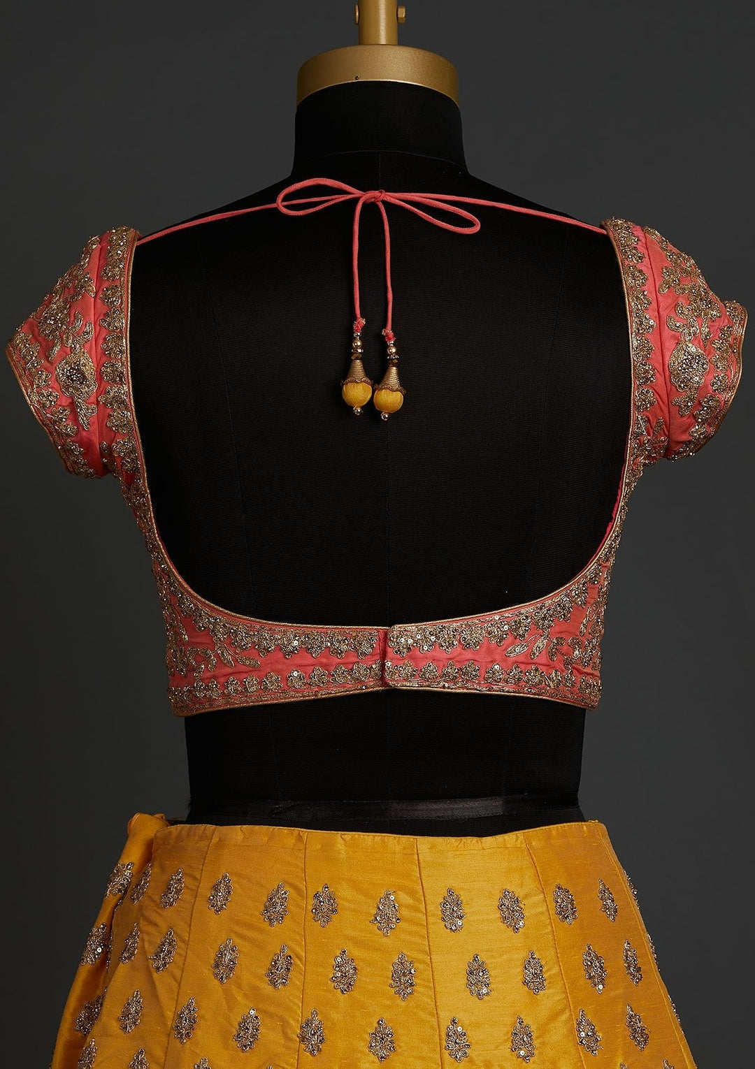 Yellow Zariwork Raw Silk Designer Lehenga - koskii
