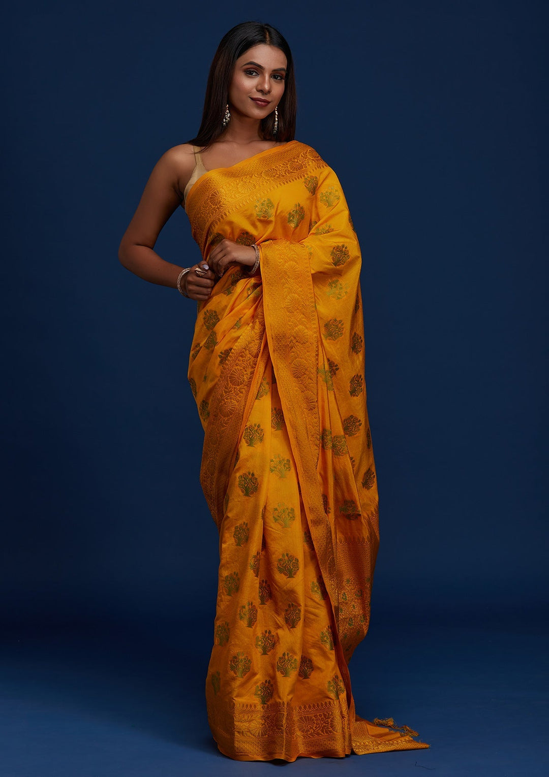 Yellow Zariwork Raw Silk Designer Saree - Koskii